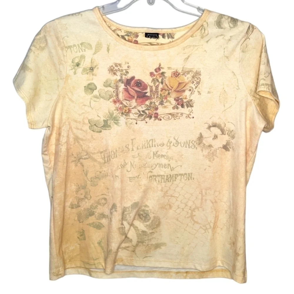 Y2K Vintage Thomas Perkins and sons woman's floral beaded shirt size woman's L